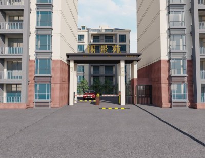 现代小区入口大门门3D模型下载